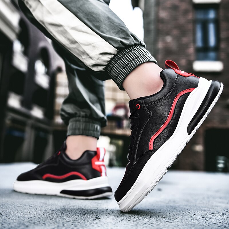 Råhvide sko, skateboardsko til mænd, lysende vandresko, sportssko, bløde og nemme at bøje, størrelse 39-44: Sort / 39