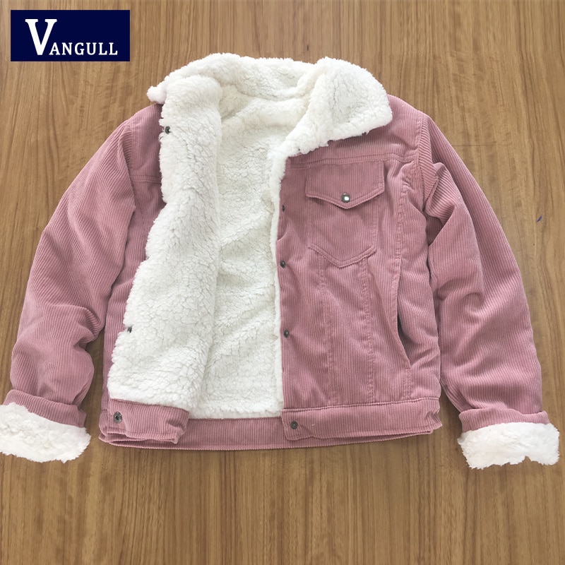 Vangull myk pels foret kåpe vinter lammeull jakker kvinner cordfløyel tykk jakke jakke dame outwear casual varm parka