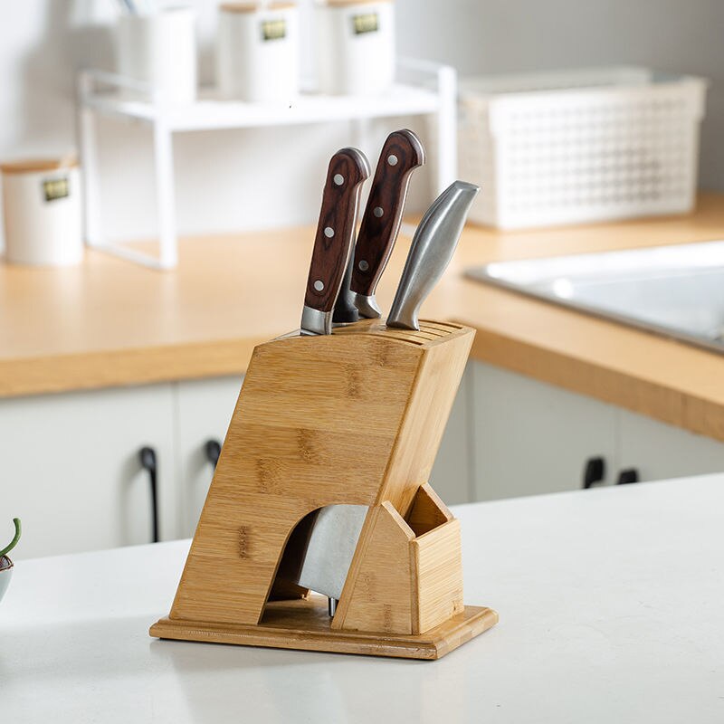 Bamboo Knife Holder, Knife Holder, Storage Rack, Dish Rack, Household Kitchen Supplies, Multi-function Knife Holder