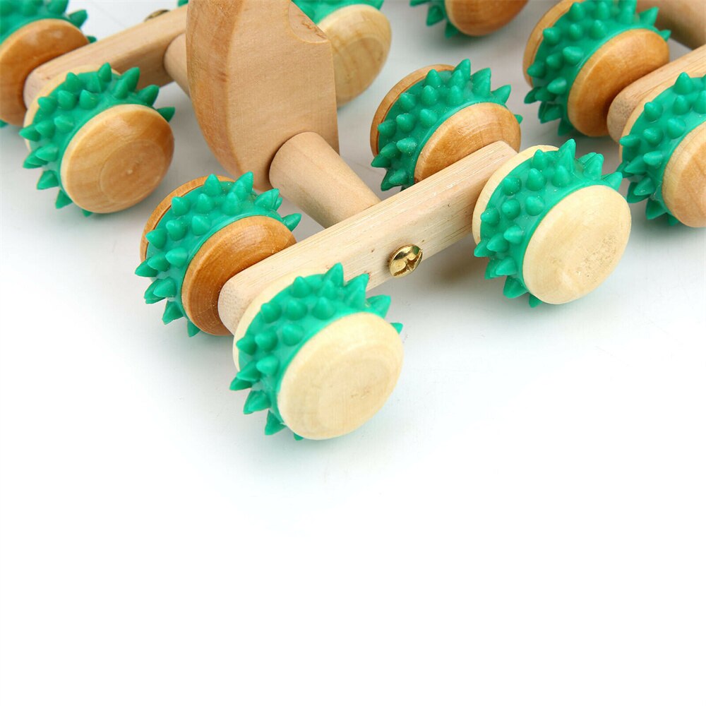 Rouleau à roulettes en bois à 16 roues, boule de massage pour le dos et le corps, outil de relaxation sain, en forme de roue