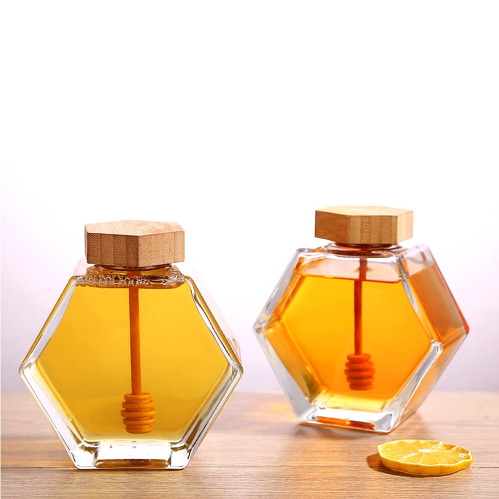 220ml forseglingsglas honningpotte miljøvenlig klar syltetøjskrukke med dyber til hjemmekøkkenbrug