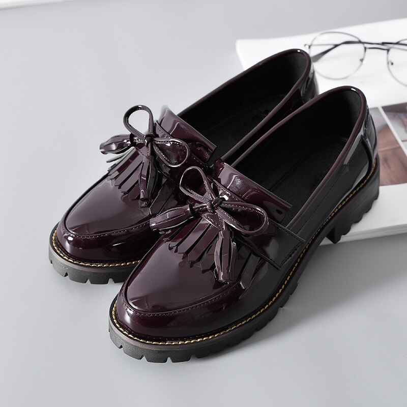 Plus size 41 42 oxford sko til kvinder laksko dame sløjfe slip on dame flat kvaster dame læder sko