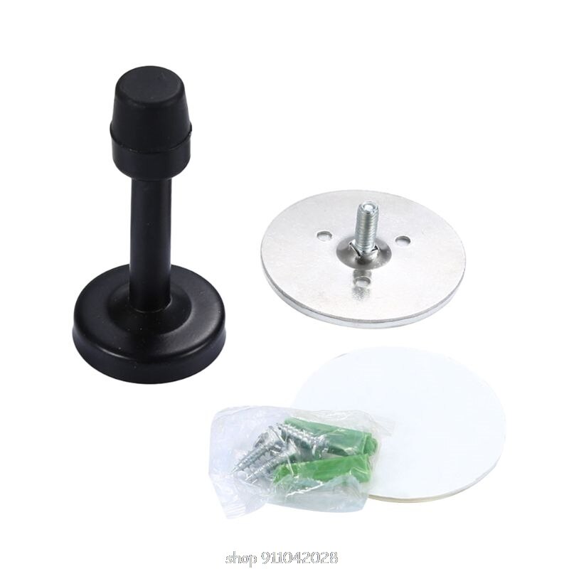 Stainless Steel Door Stopper with Sound Dampening Rubber Bumper Wall Mounted Sound Protector D15 20: Black
