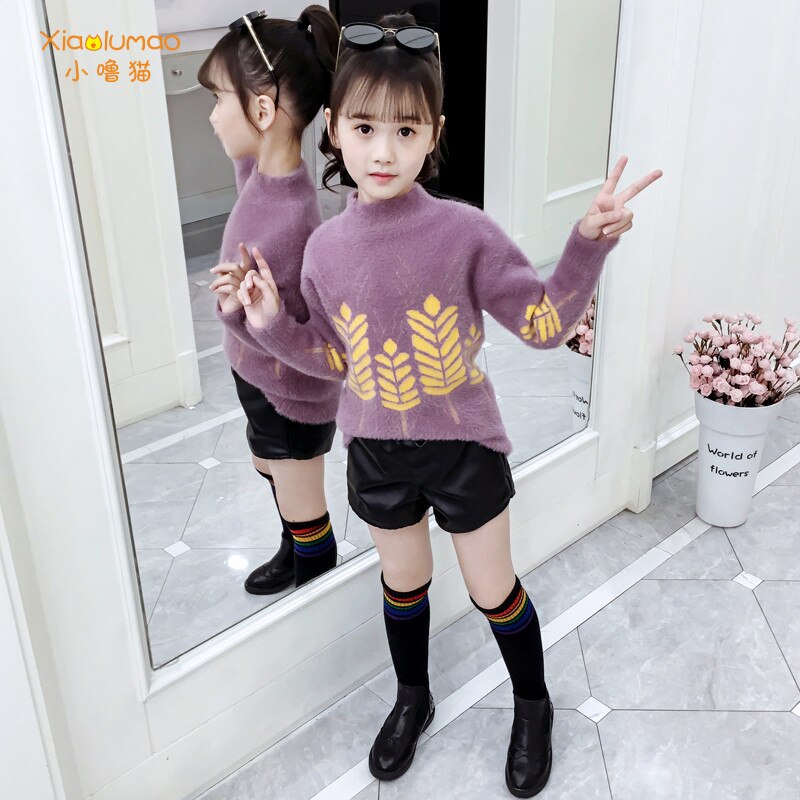 Meisjes warme trui coltrui bedrukt voor 5-8t kinderen meisjes trui lange mouwen kleding kinderkleding