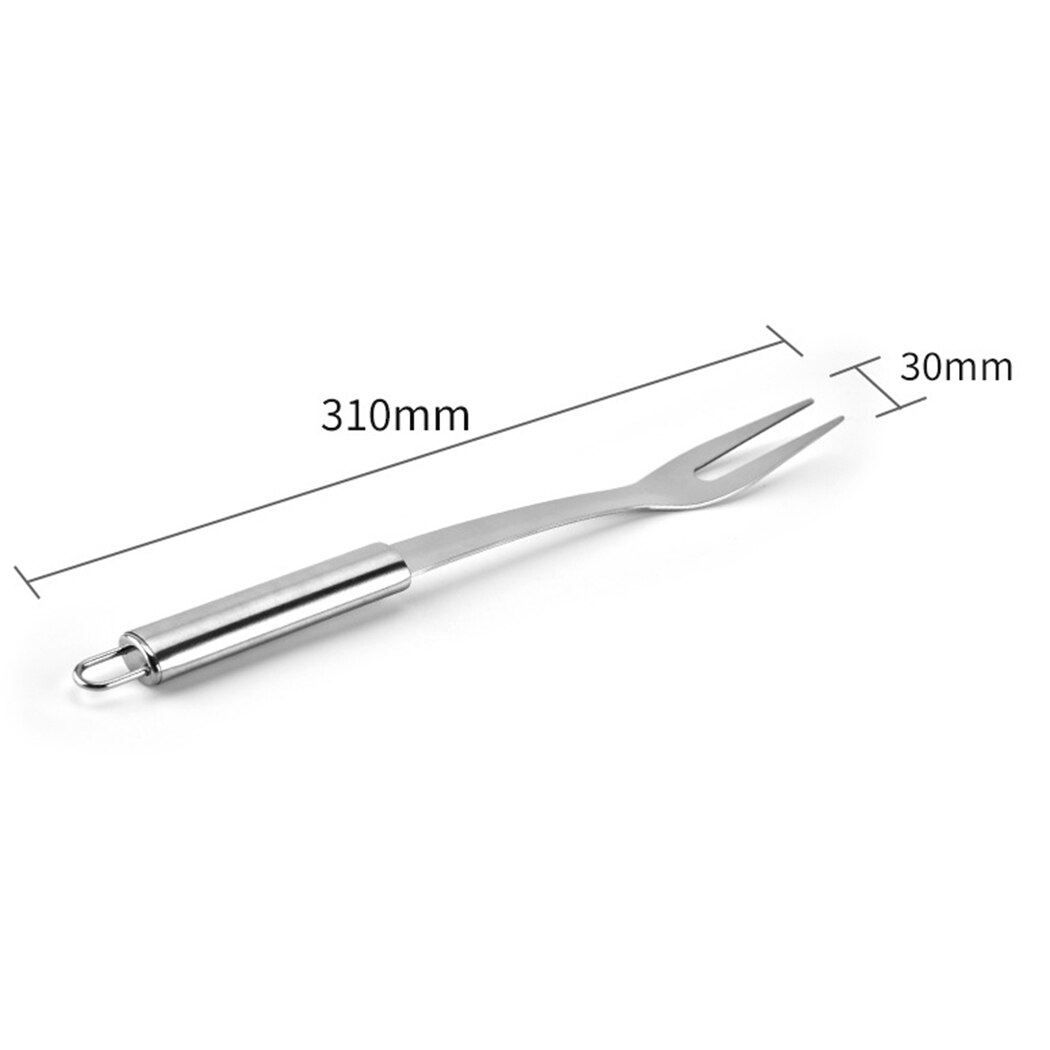 1PC Stainless Steel BBQ Fork Portable Outdoor Barbecue Tool Carving Fork Meat Roasting Tool Heat Resistance Kitchen Utensils