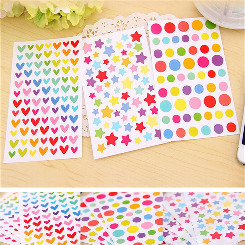 6PCS children Kawaii diy paper colorized heart star stationery album diary scrapbooking decoration sticker toys