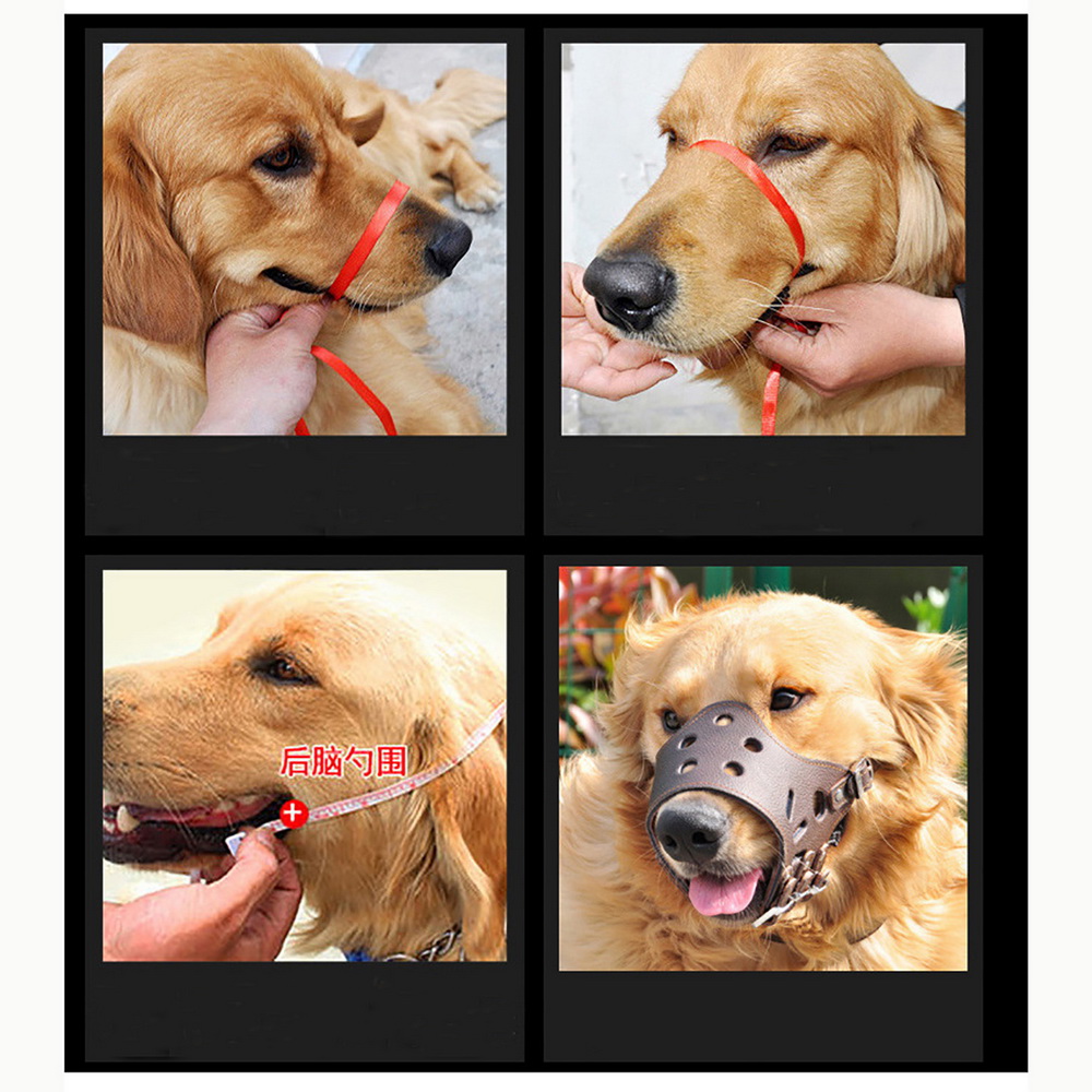 Hund Anti-Borke Biss hund Ausbildung ausrügestochen Maulkorb Maske Weiches Leder Einstellbare Haustier Hund Maulkörbe XS-XL COSP4g120