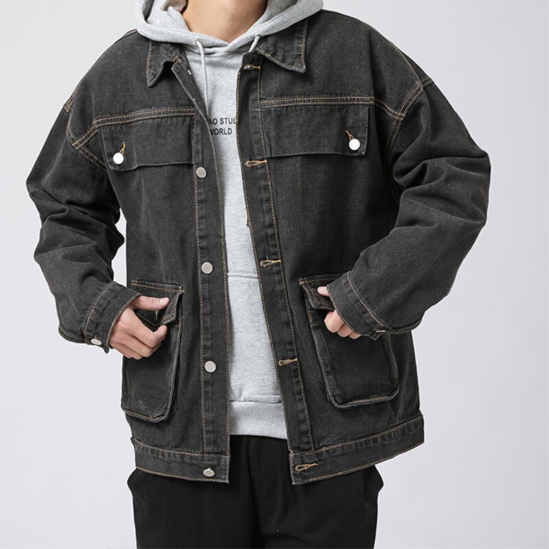 Modne dżinsy bawełniane 2021 nowe kurtki męskie dżinsy Outsidewear wiosna jesień płaszcze koreańskie kurtki Streetwear zwykły klasyczny