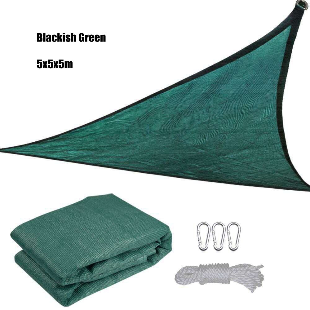 Toldo Triangular Anti-UV HDPE para exteriores, toldo para jardín, Patio, piscina, toldo de vela de sombra, cubierta de planta, tela de sombreado a prueba de viento: B-Green 5x5x5m