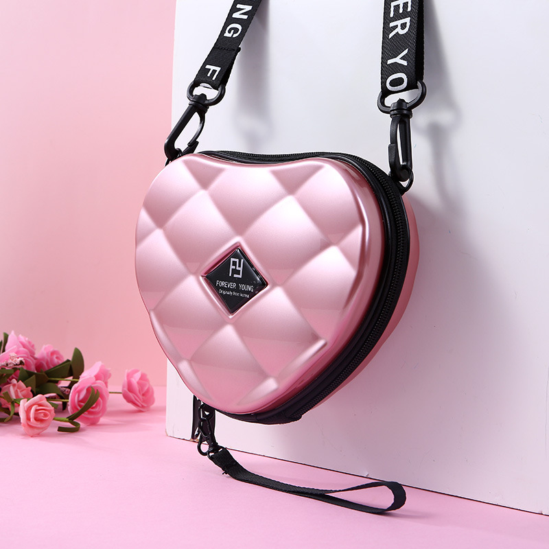 Luxury HandBags Heart Shaped PVC Mini Shoulder Bag for Woman Personality Small Box Women Purses: Pink