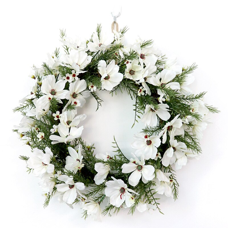 White Flower Wreath for Home Decor Christmas Door Wreath Wedding Garland Decoration Artificial Flowers Home Party decoration