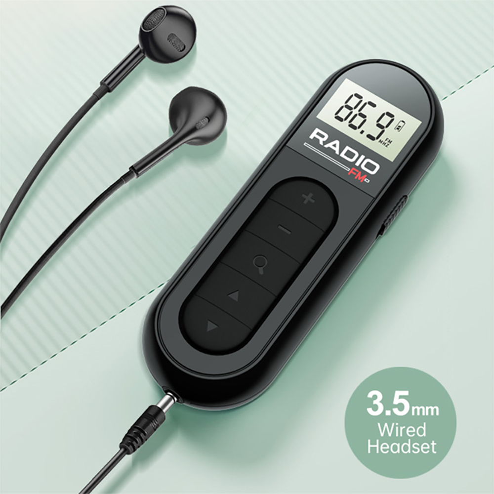 Mini Pocket FM-radio 76-108MHZ Clip Kleine radio met achtergrondverlichting LCD-scherm Walkman Radio 3,5 mm hoofdtelefoonaansluiting voor vergadersporten