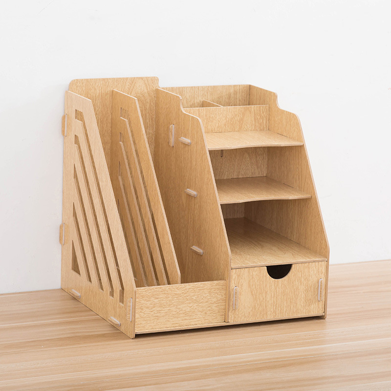 DIY Office Supplies Desktop Organizer Bookshelf A4 Drawer Folder Shelf File Tray Desk Organizer-SCLL