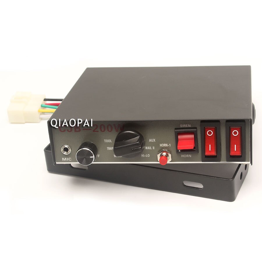 12V 200W Police Siren 9 Sound Alarm Horn Controlled Switch PA MIC system Loud Speaker Multi-tone Warning Megaphone Warning
