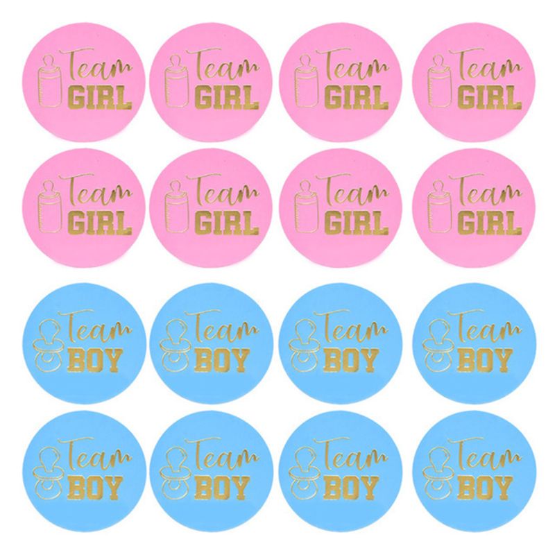 24Pcs Gender Reveal Stickers Team Boy Team Girl Labels Party Decoration Gender Reveal Stickers