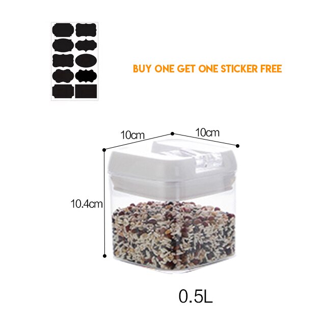 Céréales en plastique conteneurs pour le stockage des aliments cellier bocaux hermétiques cuisine organisateur stockage conteneur accessoires de cuisson: Square0.5L-