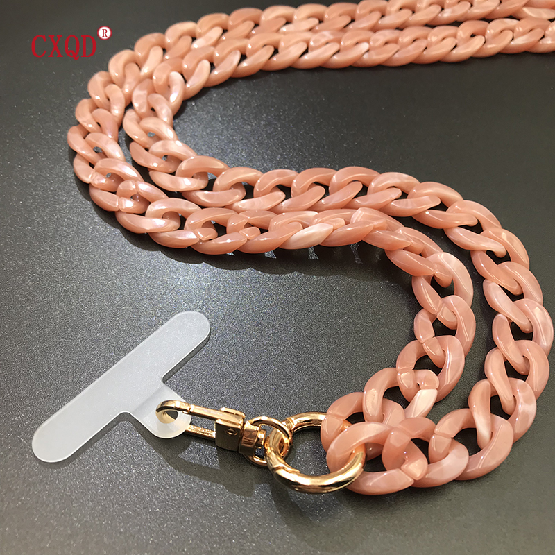 Cordón de teléfono antipérdida con biselado de 120cm, correa para el cuello, cadena acrílica portátil colorida para teléfono móvil, accesorios, al aire libre