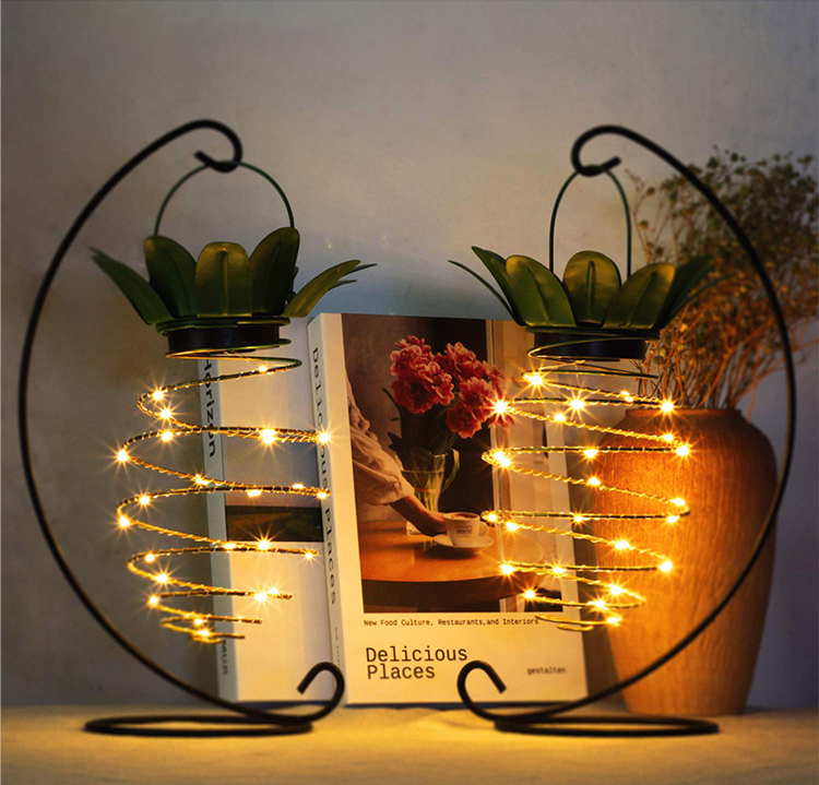 Solar ananas lampe udendørs vandtæt solar land interpolator led kobber wire lampe