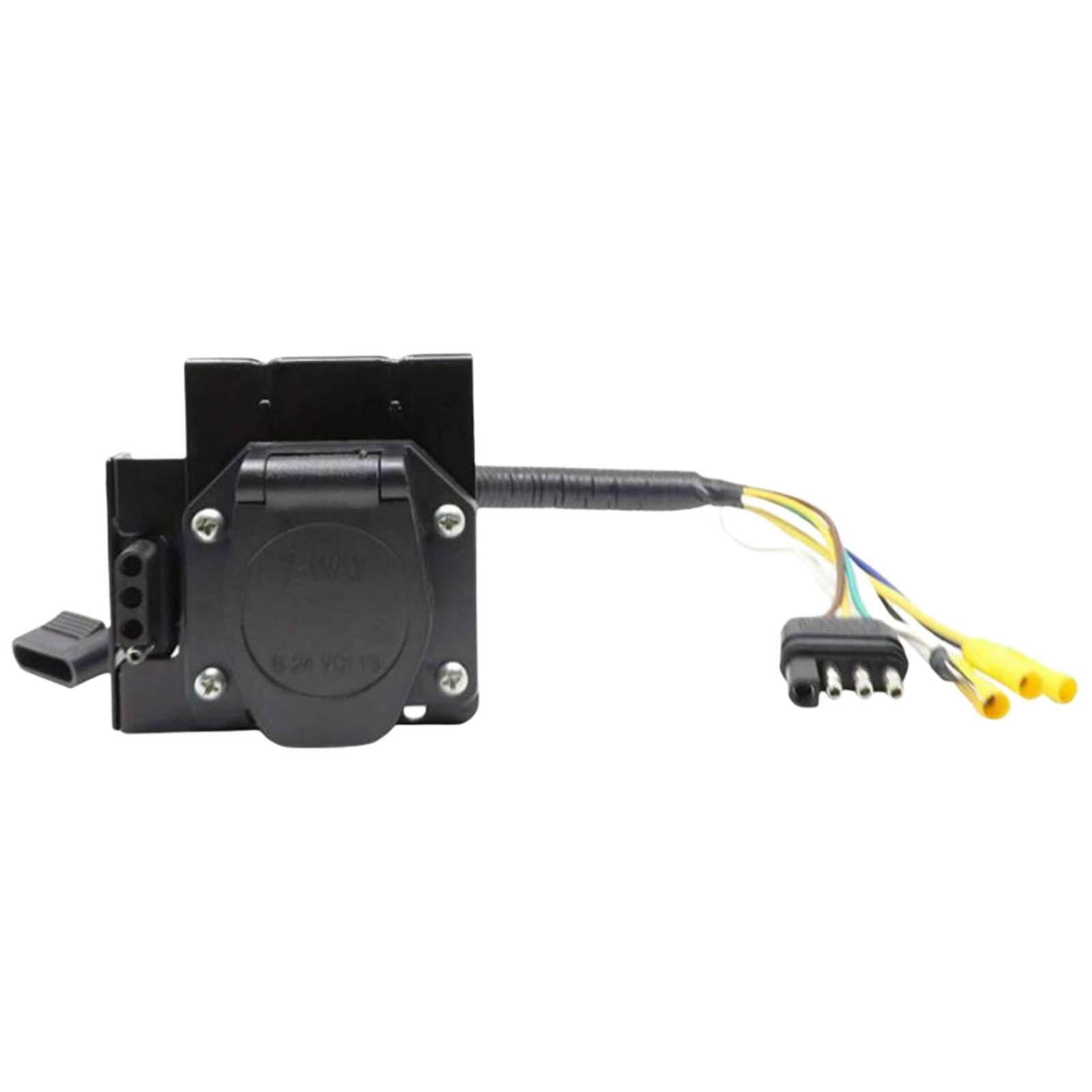 4 Pin to 7 Way Blade RV Trailer Wiring Adapter Black Long Lifespan Wire Harness Converter Cable Plug for Towing Solutions