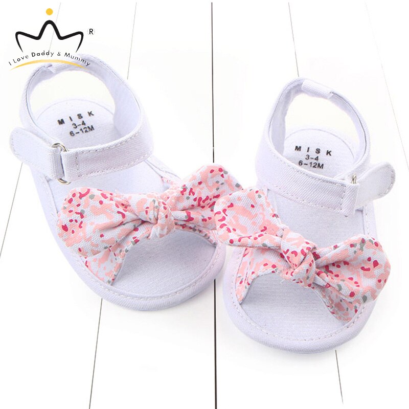 Zomer Leuke Bloemen Bows Baby Girl Sandalen Soft Cotton Antislip Pasgeboren Peuter Schoenen Prinses Meisjes Sandalen