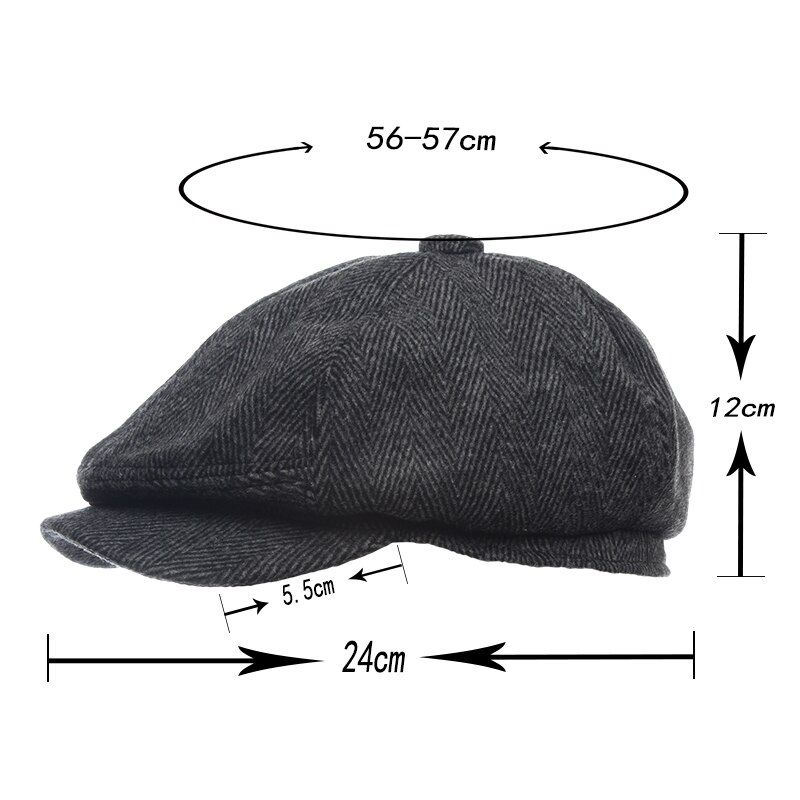 Tidningspojke kepsar fiskbens tweed varm vinter åttkantig hatt manlig kvinna gatsby retro platt keps hattar för kvinnor