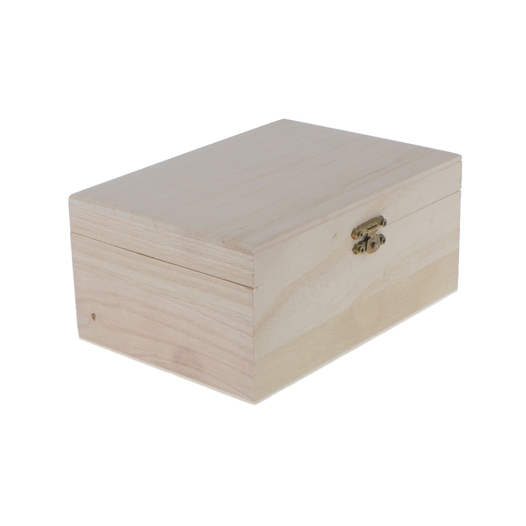 Plain Unfinished Wooden Jewellery Box Keepsake DIY crafts for Necklace, Bracelet, Earrings, Watch 17.5 x 8 x 12.5 cm