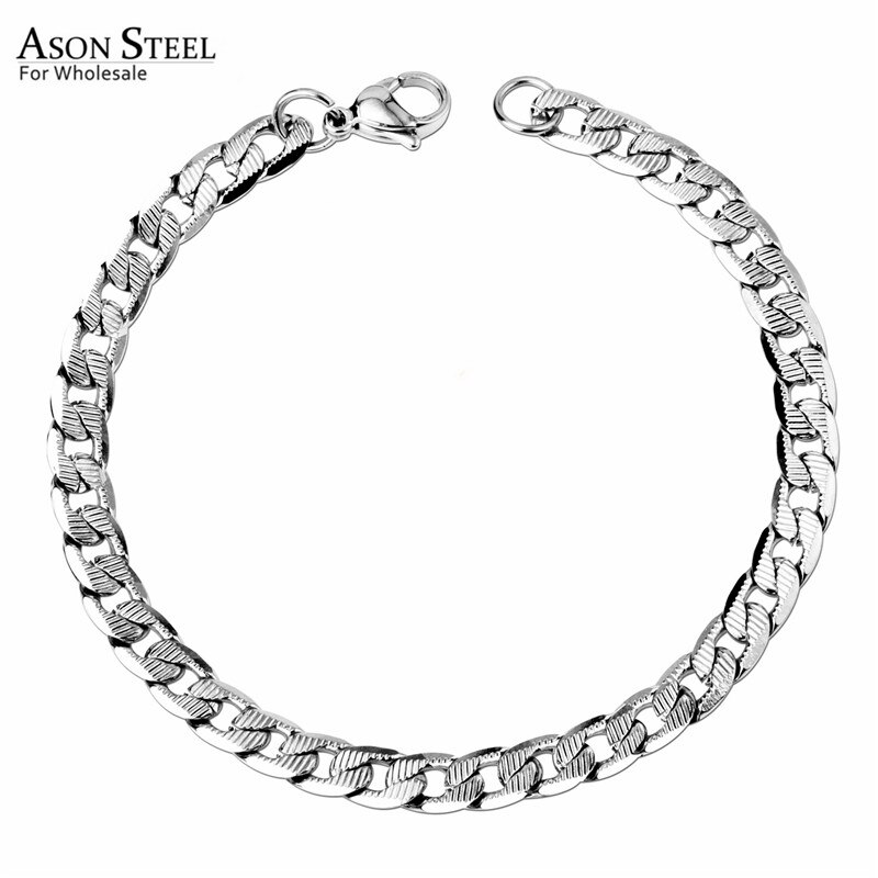 ASONSTEEL 6mm Stainless Steel Chain Gold/Silver Color Cuban Link Bracelet for Men Women Party Jewelry