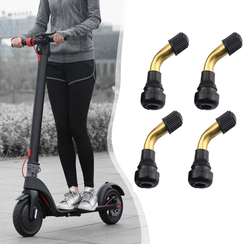 4Pcs Tyre Valves Stem Right Angle Snap-in Rubber 90 Degree Brass for Electric Scooter and Xiaomi M365 Electric Scooter