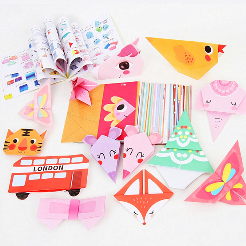200 Uds. Origami para niños Animal Origami cinta Tutorial libro Kindergarden DIY ciencia educación juguetes niños DIY tarjeta juego