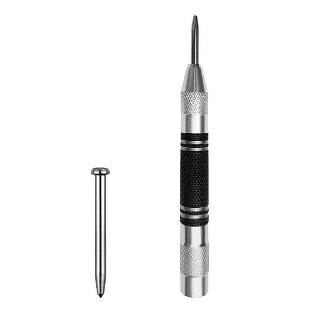 Automatic Center Punch Locator Center Punch Pin Steel Spring Window Breaker Non-slip Portable Woodworking Puncher Hand Tools: S 1pc Punch Head