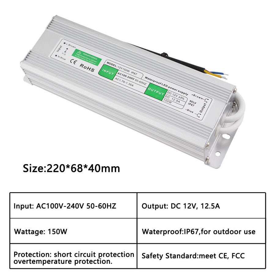 LED Beleuchtung Transformatoren, AC DC 12V 24 V Netzteil, 12V LED-treiber, 12 24 V Volt IP67 Wasserdicht Transformator für Licht Streifen