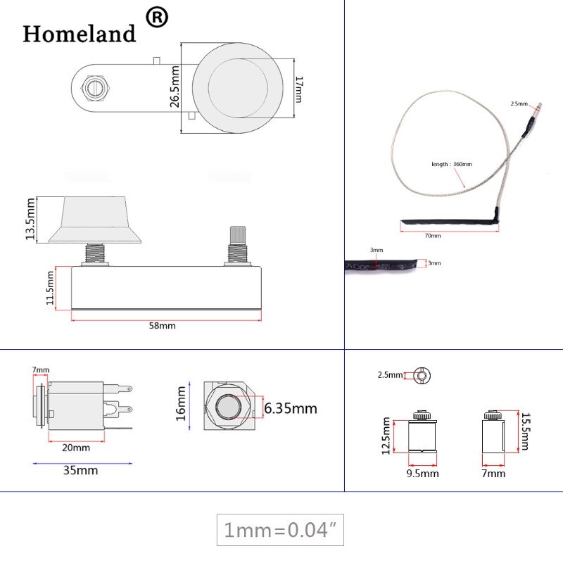 Guitar Violin pickup Accessories Guitar Violin Pickup Piezo Transducer Bridge Set with Tone Volume Knob