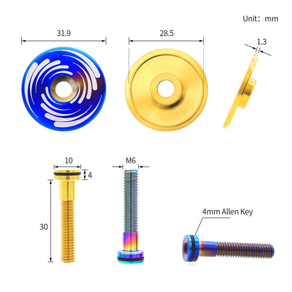 SR-SPATS Racefiets Headset Top Cap Titanium Mtb Stem Cap Met M6 * 30 Mm Headset Bouten