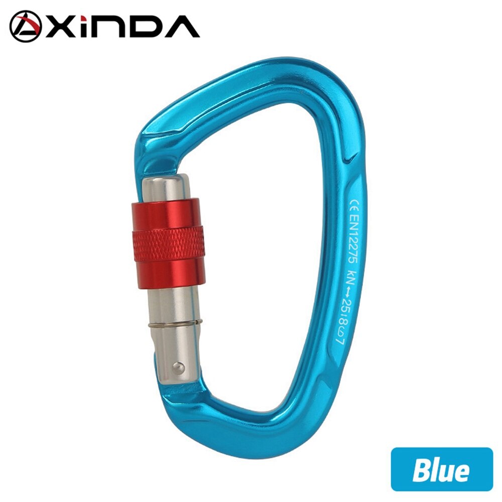Xinda 25KN D-tipo pesado escalada mosquetón con bloqueo de rosca y montañismo en una hamaca de Camping al aire libre de equipos: Azul
