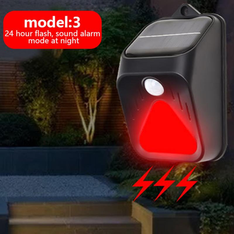 Solar Alarm Lamp Afstandsbediening Security Alarm Motion Sensor Alarm Sirene Pir Motion Sensor Detector Voor Home Yard Outdoor