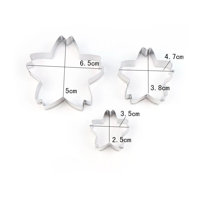 3 Stks/set Sakura Petal Cutters Set Rvs Fondant Cake Cookie Decorating Gereedschap