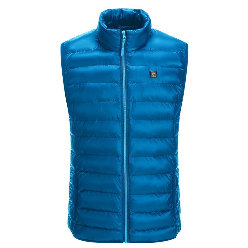 Unisex Electric Vest Heated Cloth Jacket USB Thermal Warm Heated Pad Body Warmer winter clothes cycling camping hiking skiing: Blue / XXL
