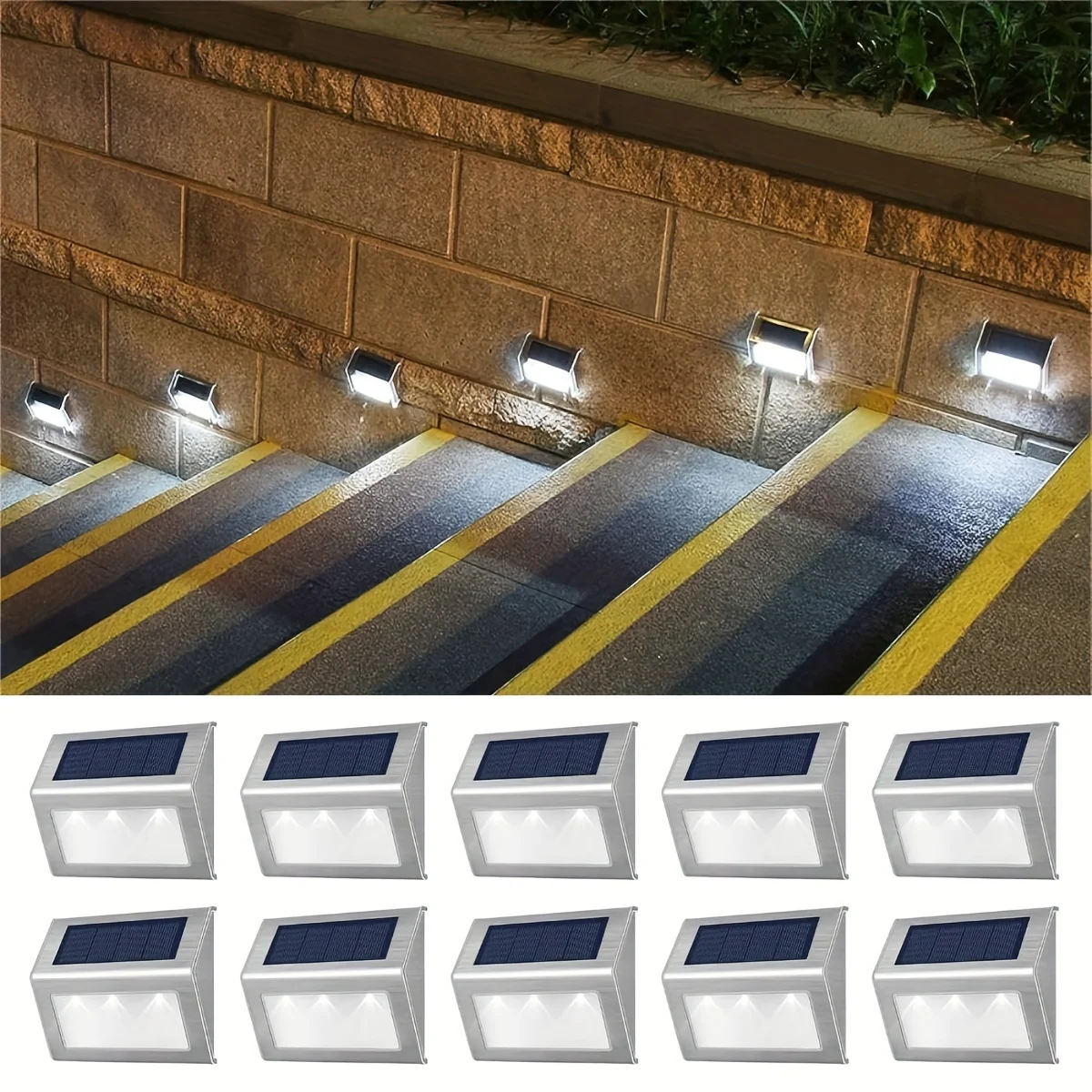 1 ~ 10 stks Solar Trapverlichting Waterdicht Yard Garden Light voor Buiten Patio Rvs Solar Lamp Outdoor Hek Decor