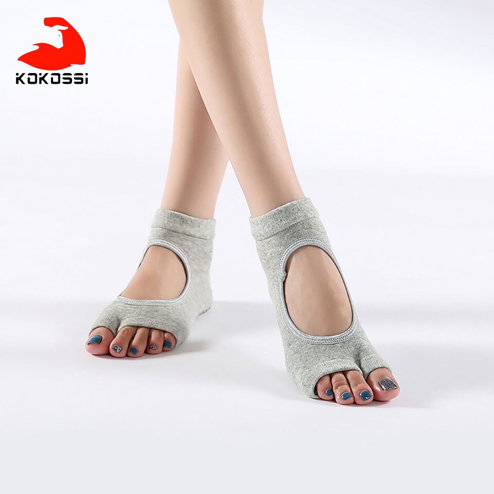 KoKossi-Calcetines antideslizantes de Yoga con dedos separados, calcetín deportivo para Ballet, baile, Fitness, entrenamiento, 1 par: 2