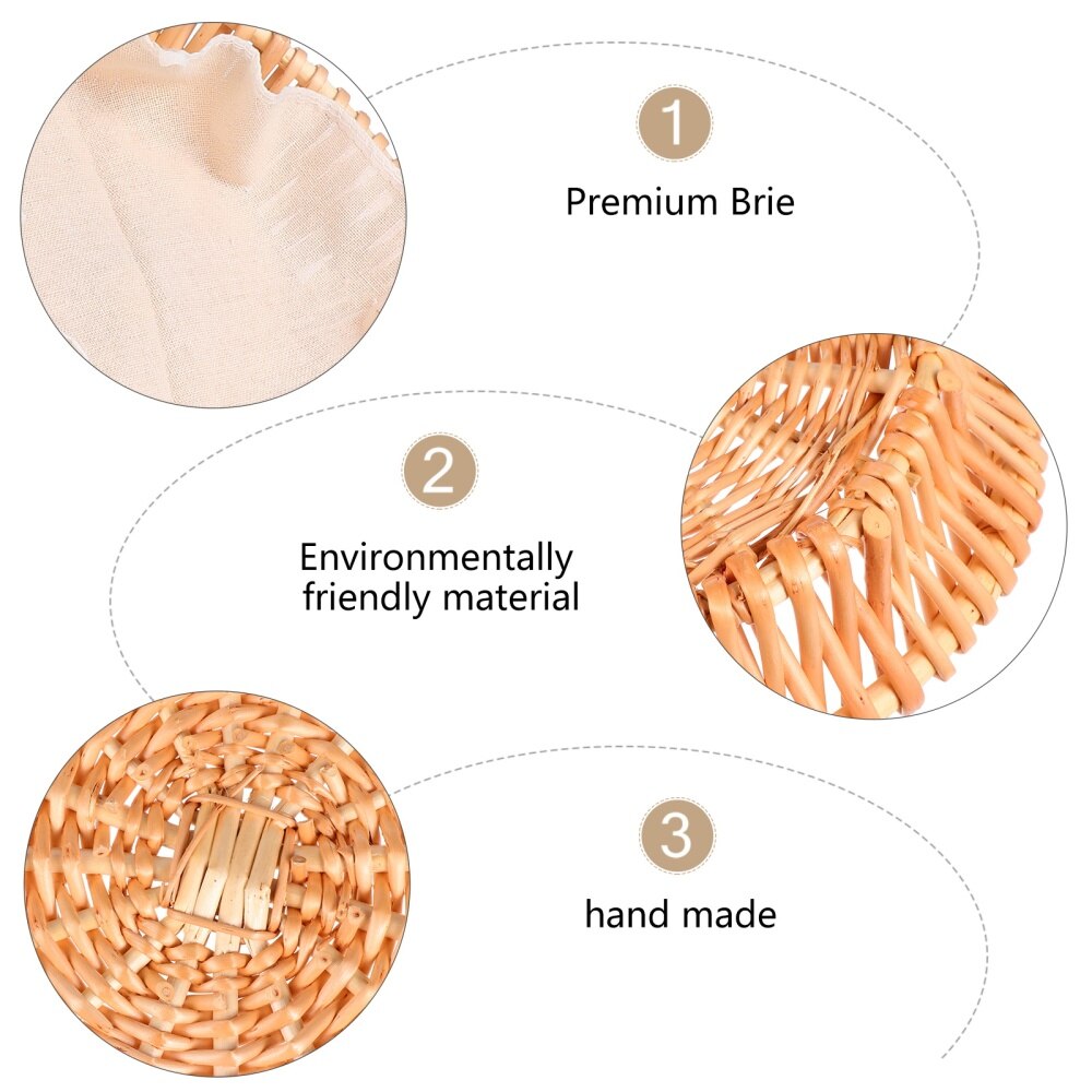 Natural Weaving Basket Wicker Basket Round Basket Hollow Out Bread Box Basket