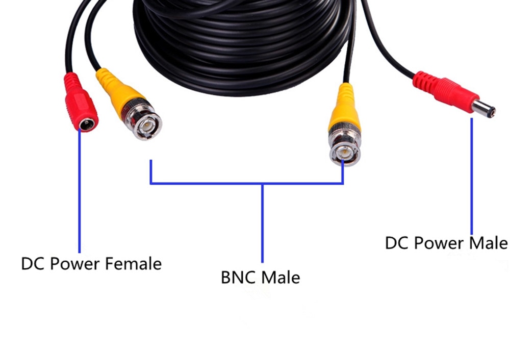 Cable Siamés BNC de alimentación de vídeo para cámara de vigilancia CCTV, Kit DVR, 32 pies (10m) / 65 pies (20m)