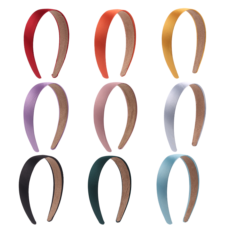 1 Pc Popular Lady Solid Satin Hair Band Plain Alice Headbands For Girls 1Inch Width Ribbon Headband Sales DIY Hair Accessori