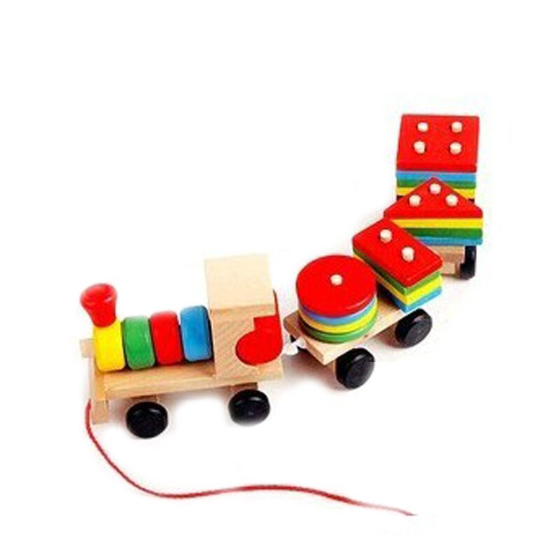 Treintje houten kind blokken moer combinatie vorm vroeg leren vroege ontwikkeling speelgoed
