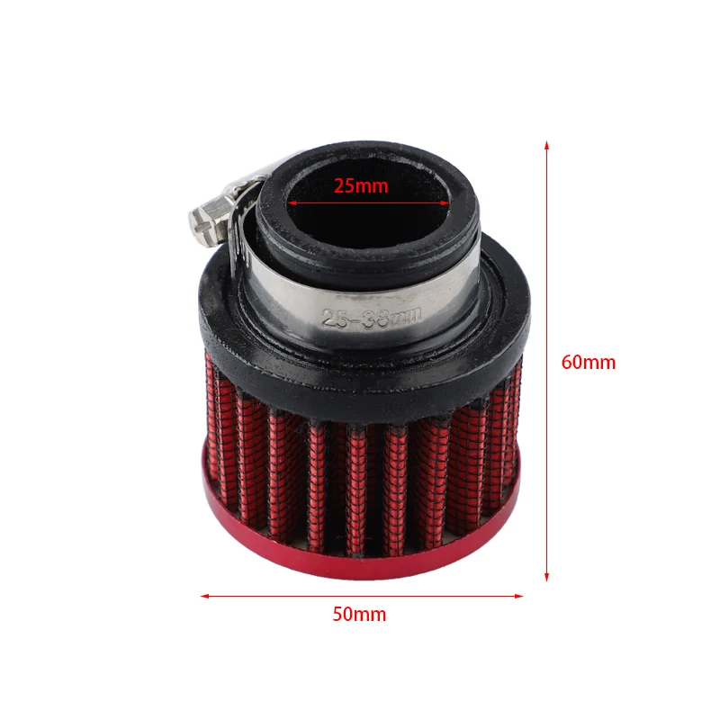 Kit de filtro de entrada de aire frío Universal para Motor de coche, 25mm, filtros de ventilación del cárter, accesorios de pieza, azul, negro, rojo y plateado