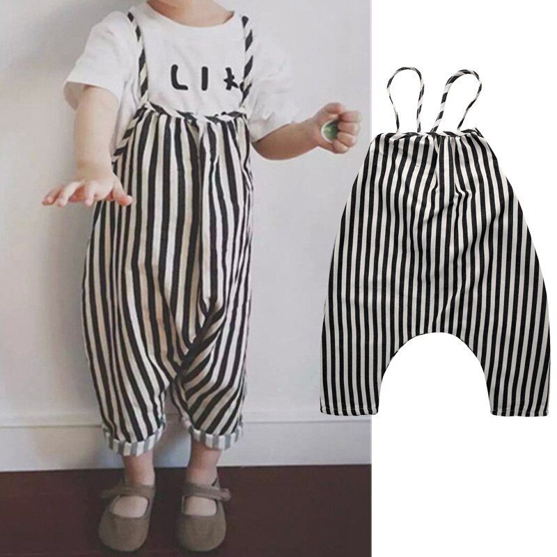 0-4T Chiffon Pasgeboren Baby Jongens Bib Broek Peuter Bandjes Gestreepte Lange Broek Romper Zomer Overalls Harembroek