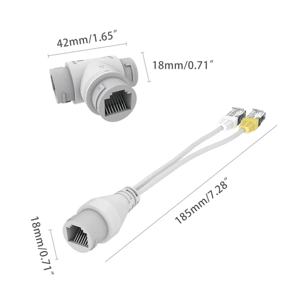 IP Camera POE Splitter 2 IN 1 Three-Way RJ45 Connector POE Cable for Security IP Camera System System