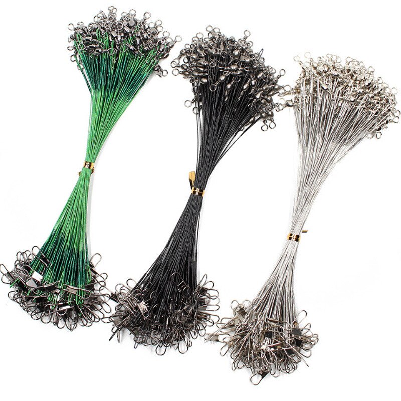 20Pcs Anti Bite Staal Vislijn Staaldraad Leider Met Swivel Vissen Accessoire Lood Core Leash Vissen Draad 15cm 20Cm 30Cm
