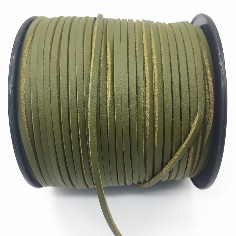 3mm 5 Yards Macrame Braided Faux Suede Cord Leather Lace DIY Handmade Beading Bracelet Jewelry Making Flat Thread String Rope: Army Green