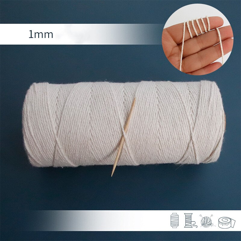 Corde de dentelle en coton naturel torsadé à la main, 1/2/3/4/5/6/8/10mm, tissage artisanal pour faire des cintres à plantes, décoration murale: 1mm 100meter