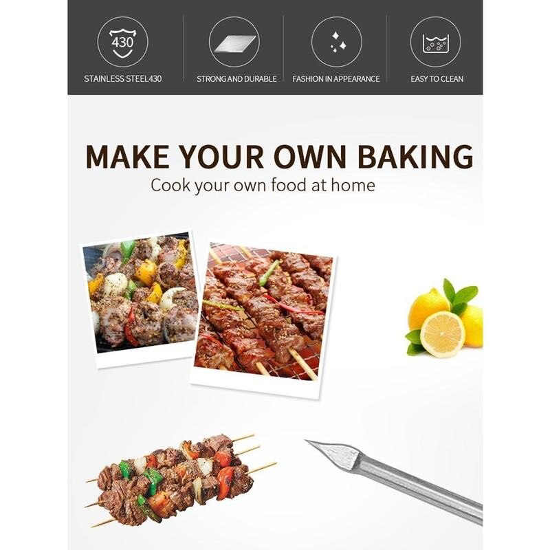 10 stk bbq kød gås rundstegt spyd pind rustfrit køkkenredskab udendørs nåleredskaber camping grill stål picni  g6 v 8